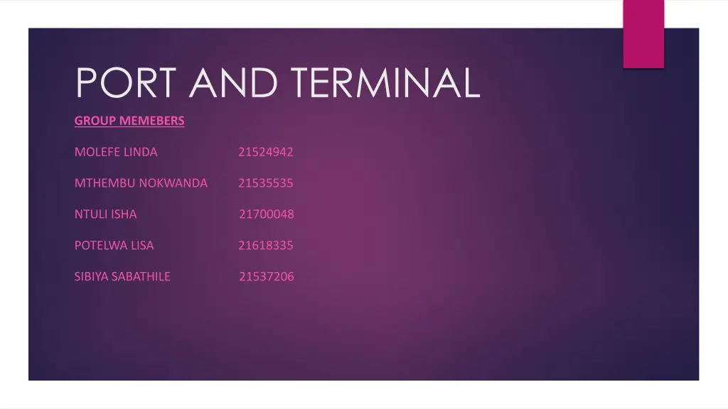 port and terminal