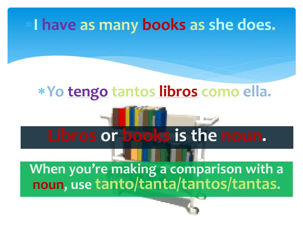 i have as many books as she does