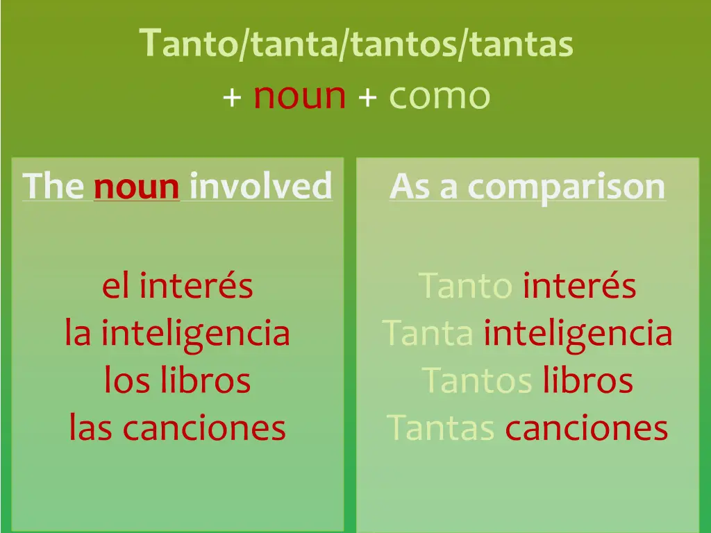t anto tanta tantos tantas noun como 1