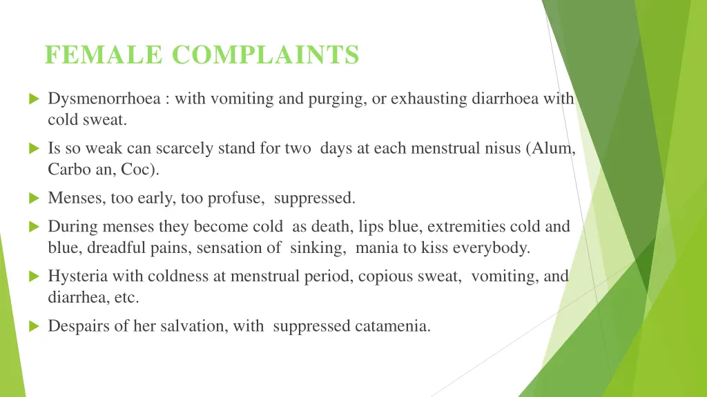 female complaints