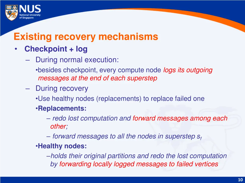 existing recovery mechanisms checkpoint