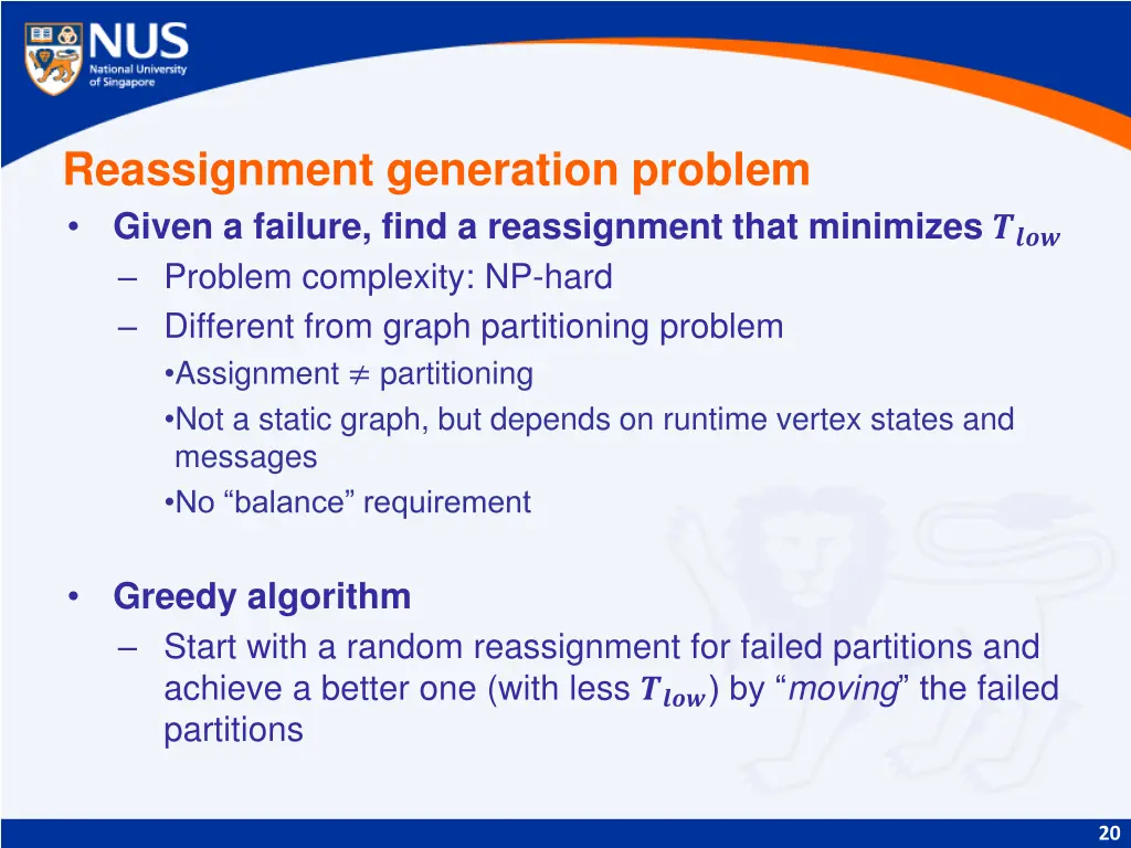 reassignment generation problem given a failure