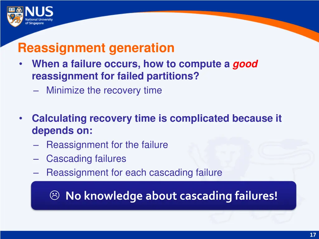 reassignment generation when a failure occurs