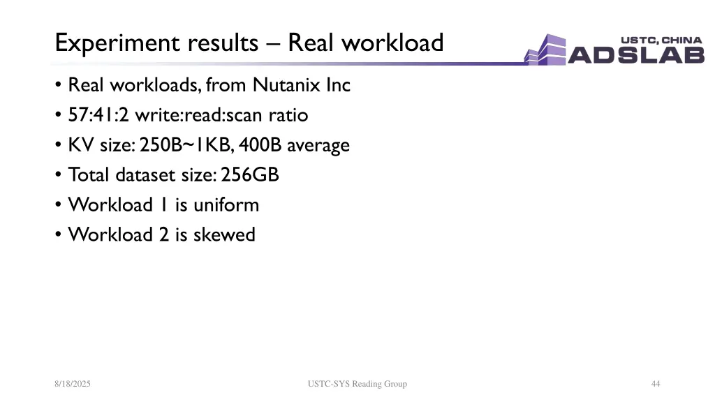 experiment results real workload