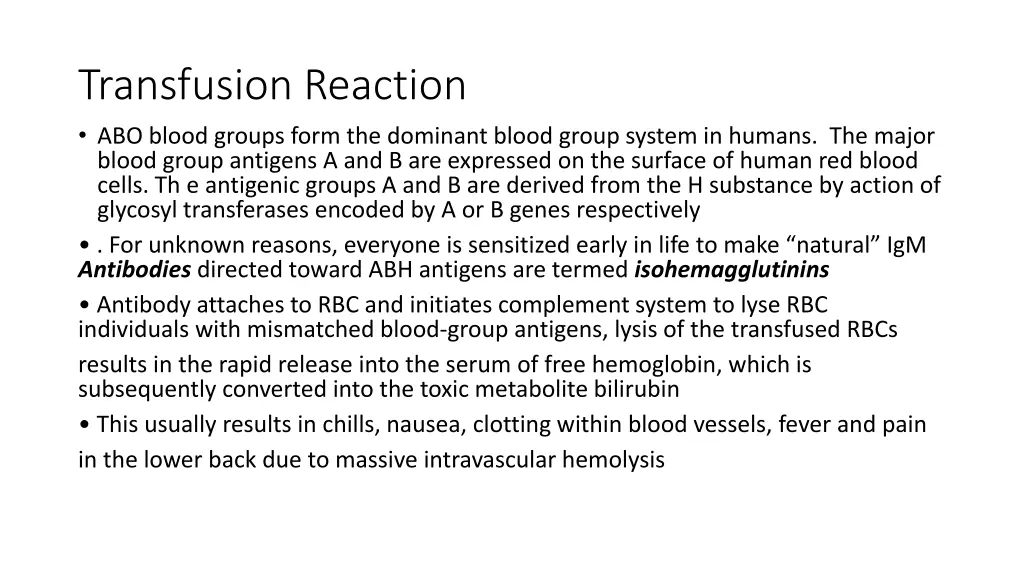 transfusion reaction abo blood groups form