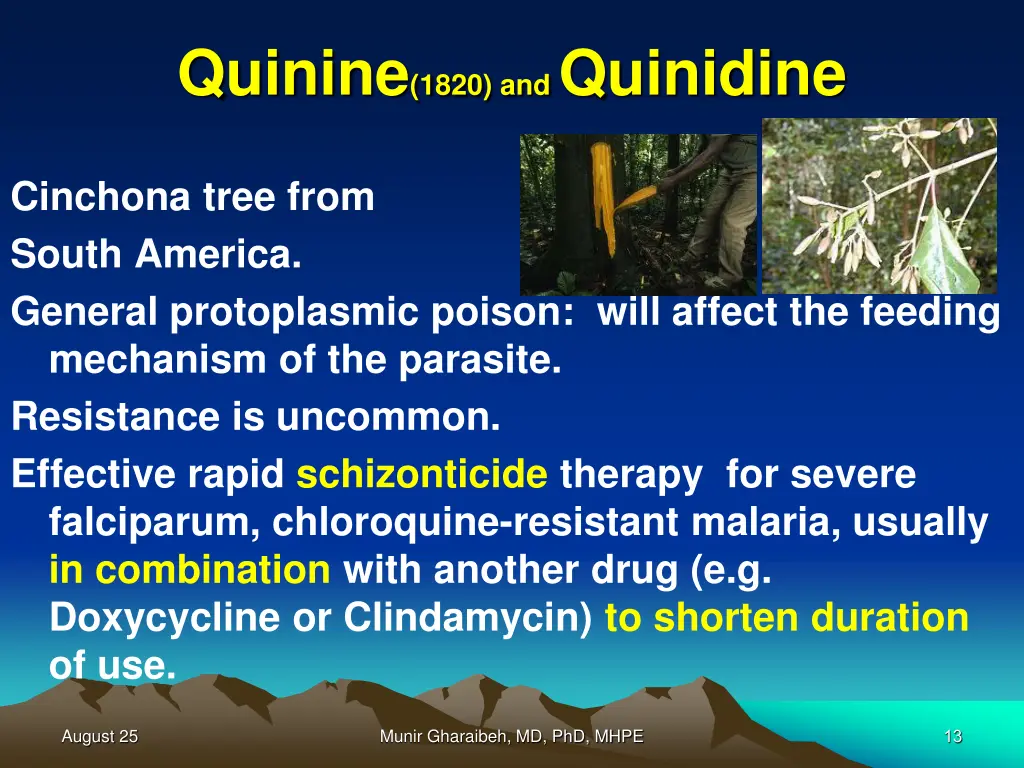 quinine 1820 and quinidine