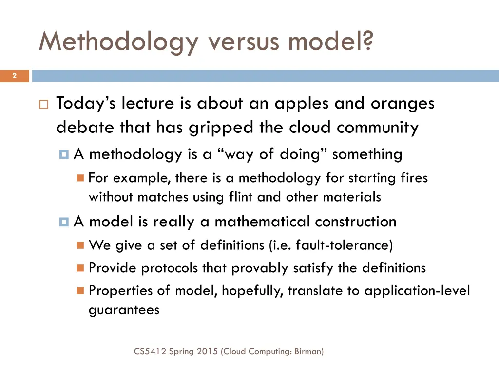 methodology versus model