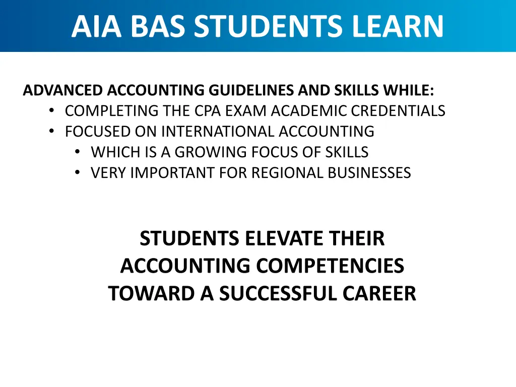aia bas students learn