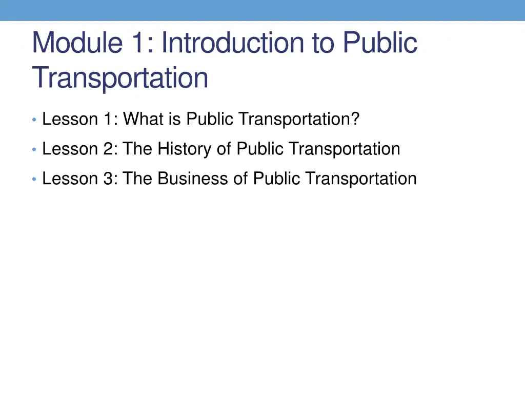 module 1 introduction to public transportation