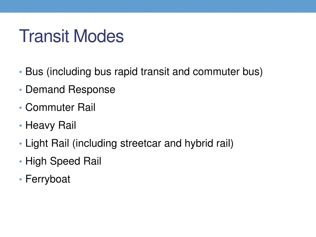 transit modes