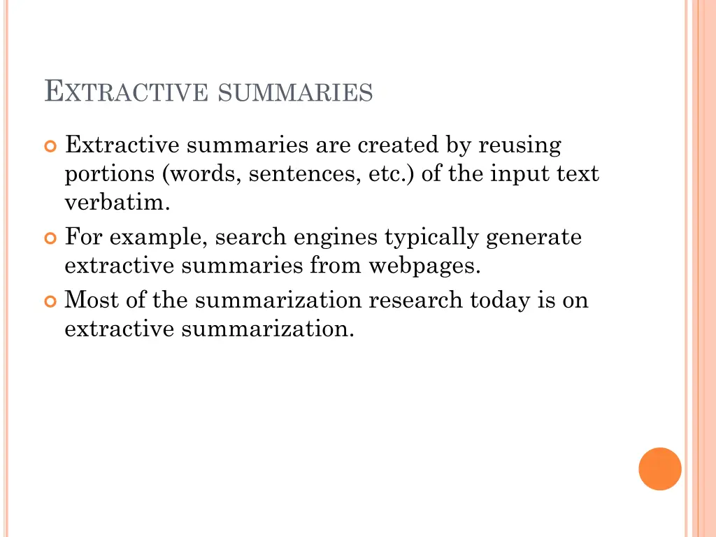 e xtractive summaries