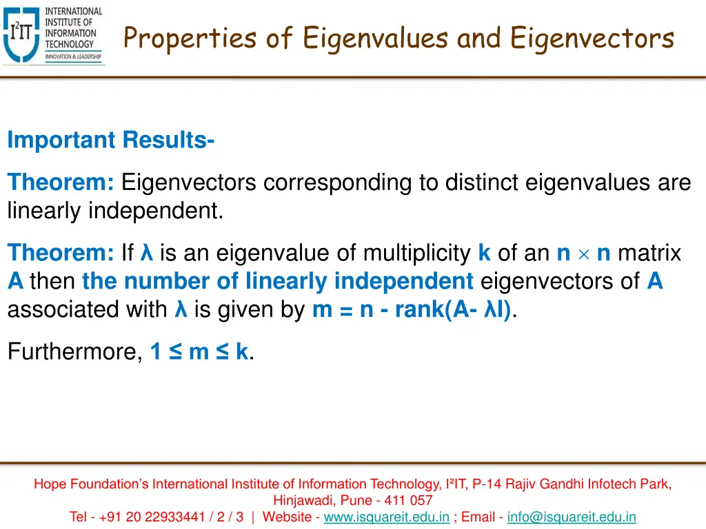 properties of eigenvalues and eigenvectors 2