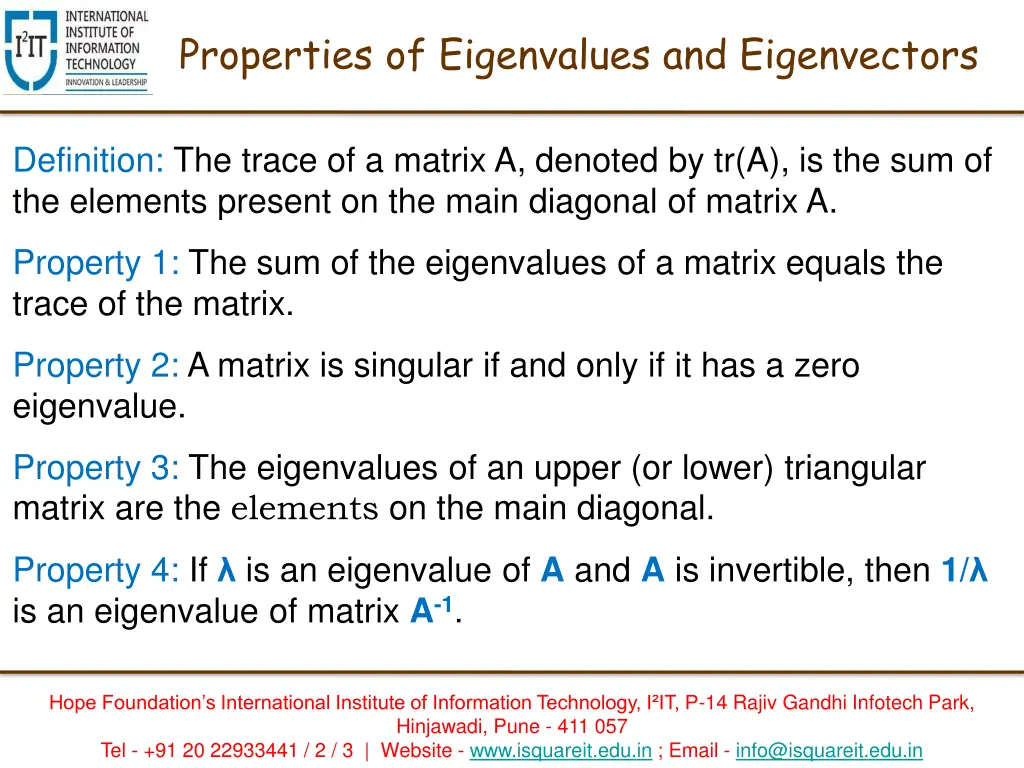 properties of eigenvalues and eigenvectors