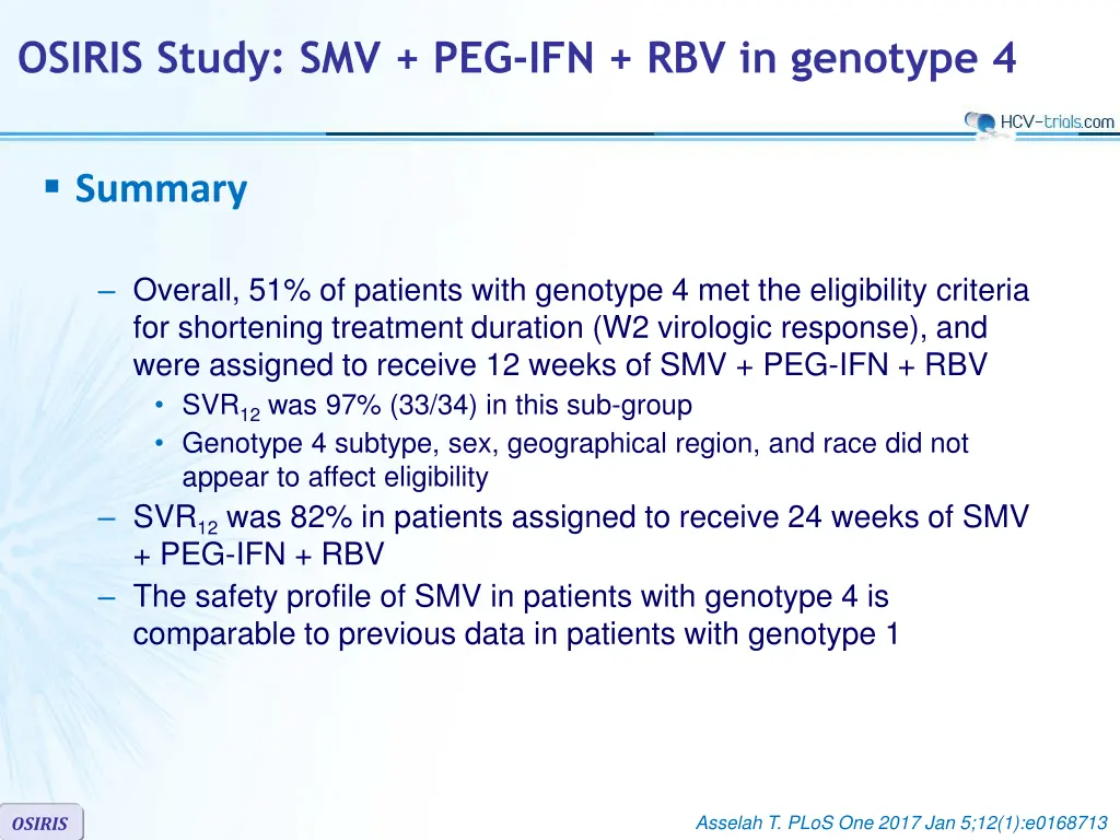 osiris study smv peg ifn rbv in genotype 4 5