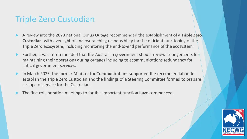 triple zero custodian