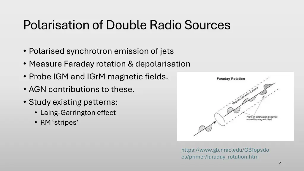 polarisation of double radio sources