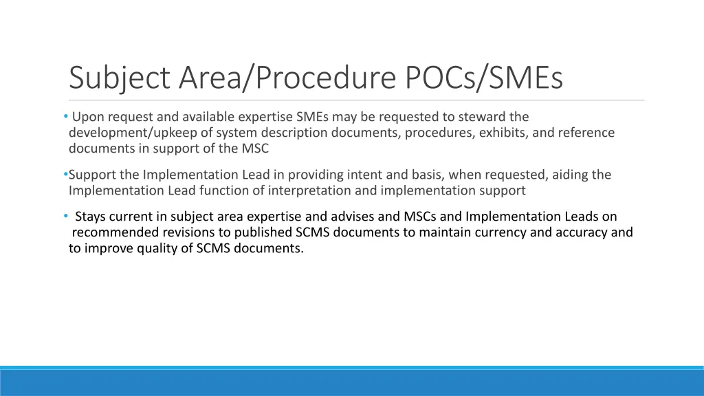 subject area procedure pocs smes
