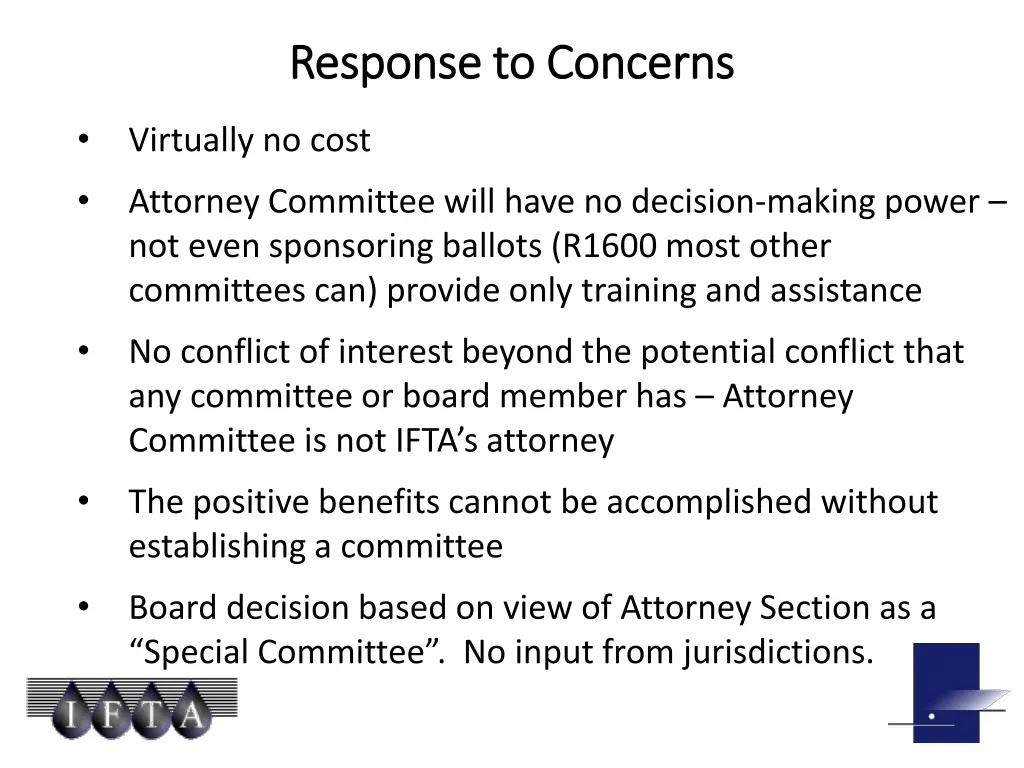 response to concerns response to concerns