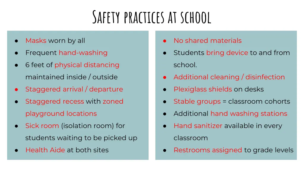 safety practices at school