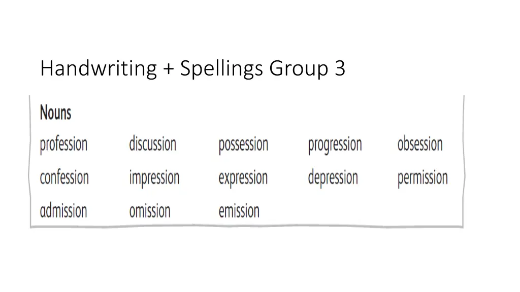 handwriting spellings group 3
