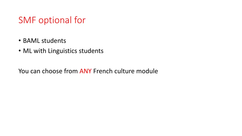 smf optional for 1