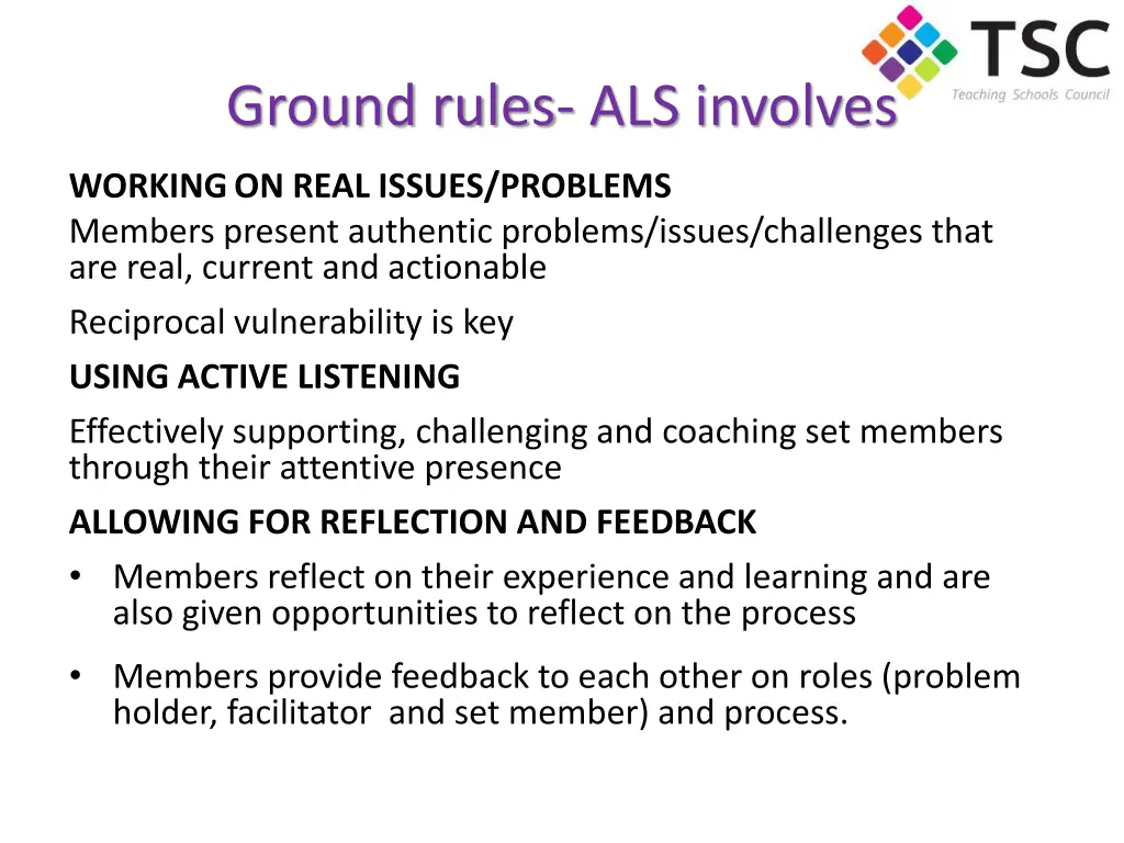 ground rules als involves 1