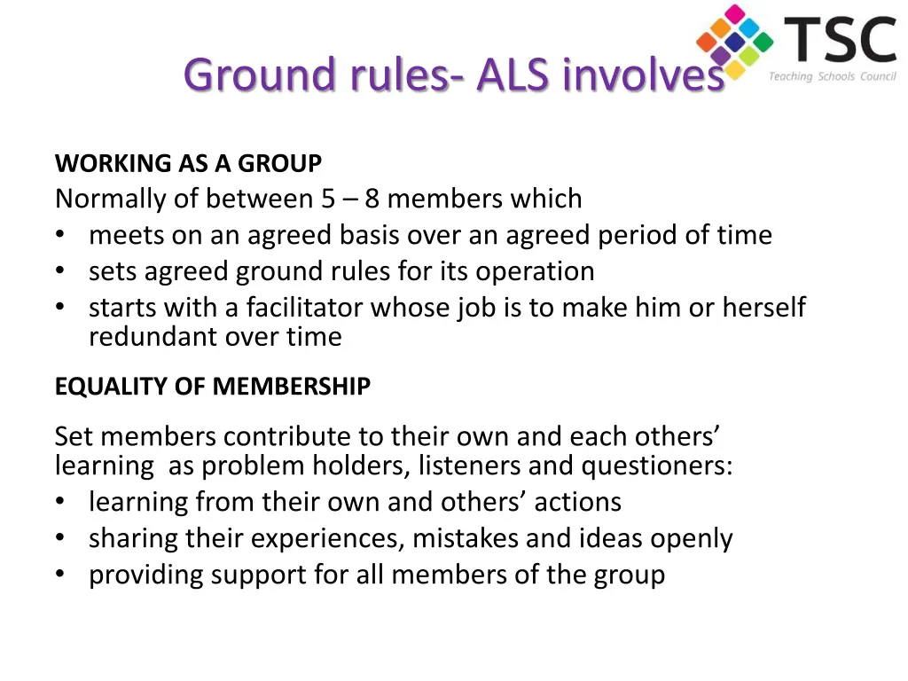 ground rules als involves