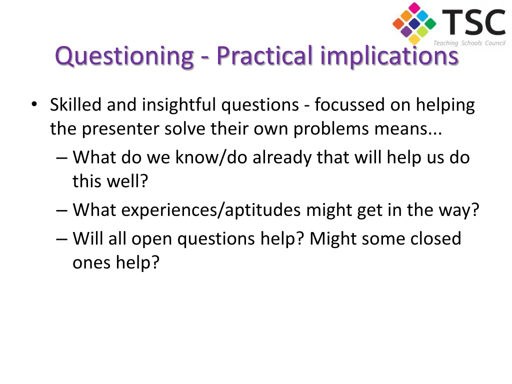 questioning practical implications