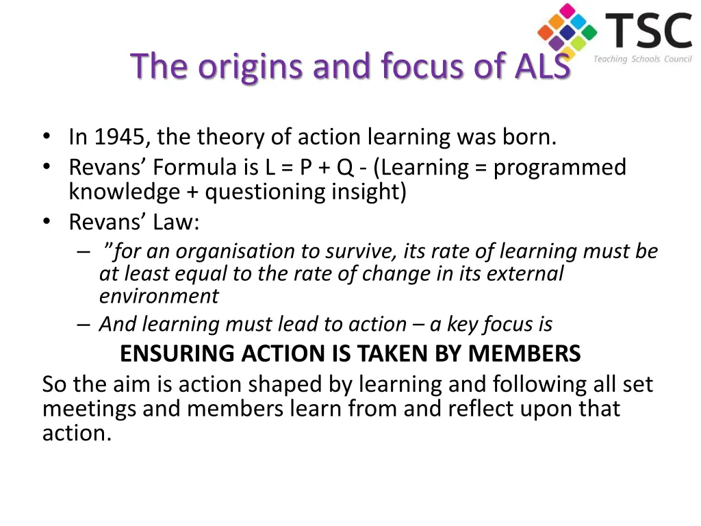 the origins and focus of als