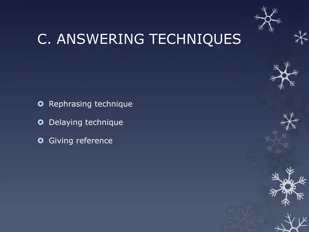 c answering techniques