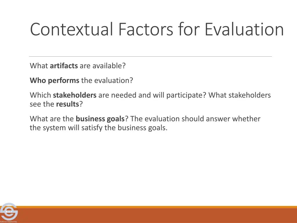 contextual factors for evaluation