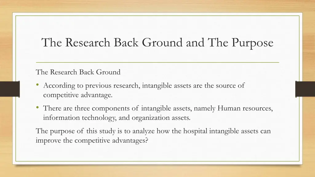 the research back ground and the purpose