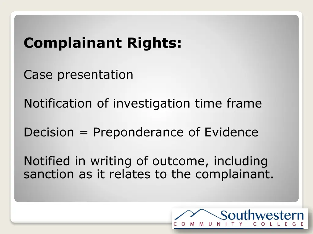 complainant rights