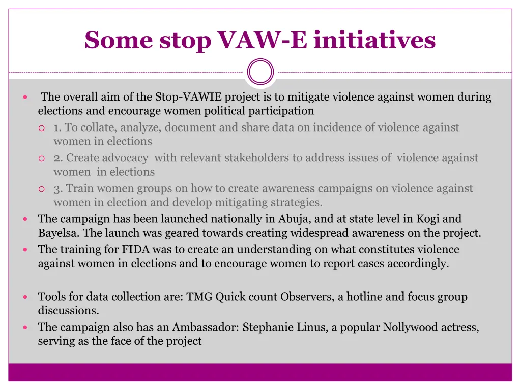 some stop vaw e initiatives