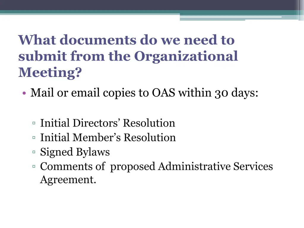 what documents do we need to submit from