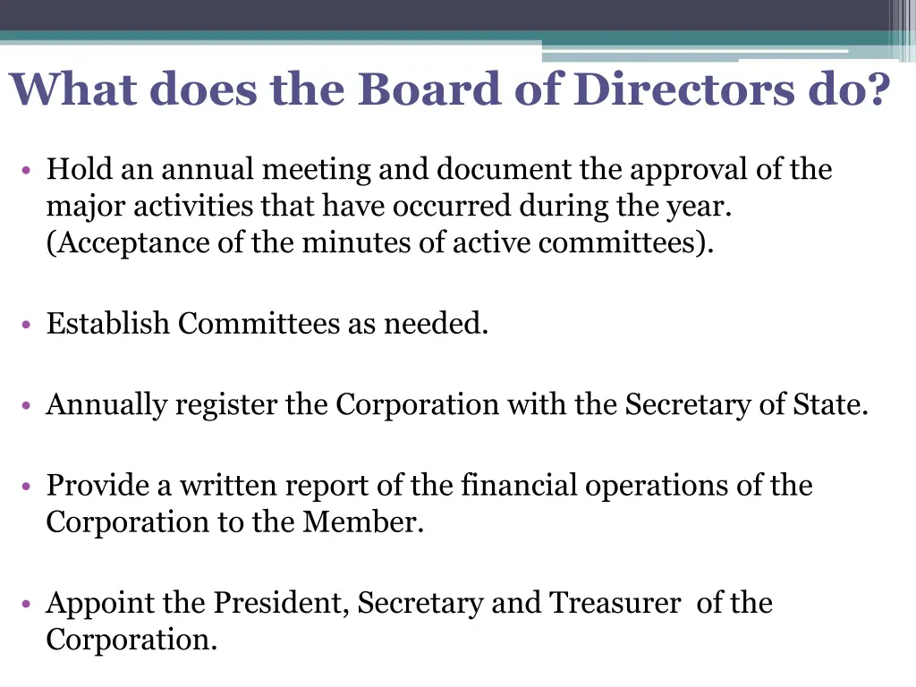 what does the board of directors do