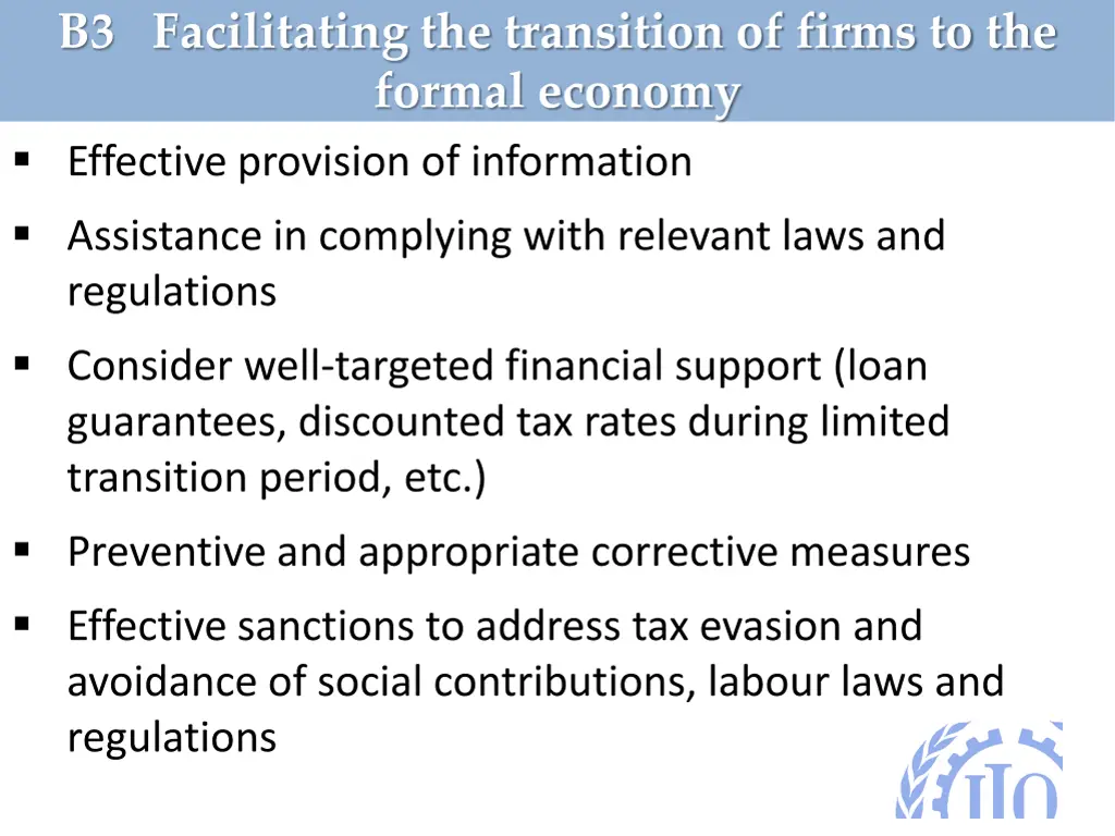 b3 facilitating the transition of firms