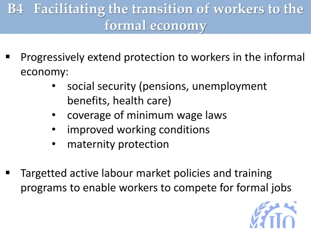 b4 facilitating the transition of workers