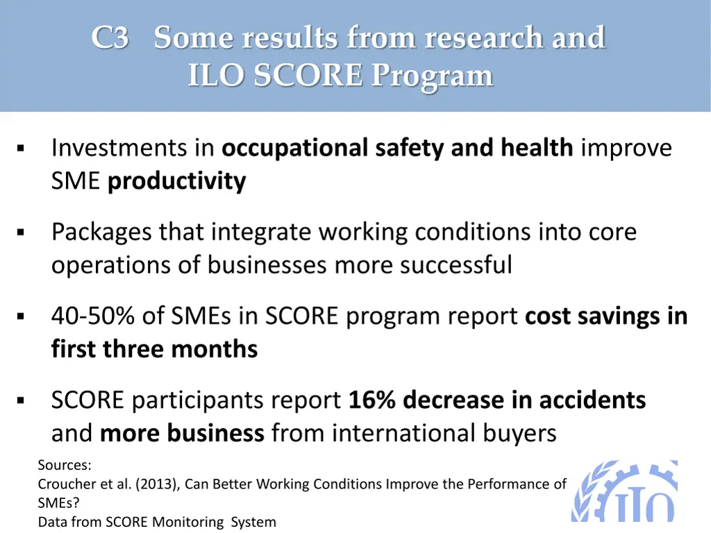c3 some results from research and ilo score