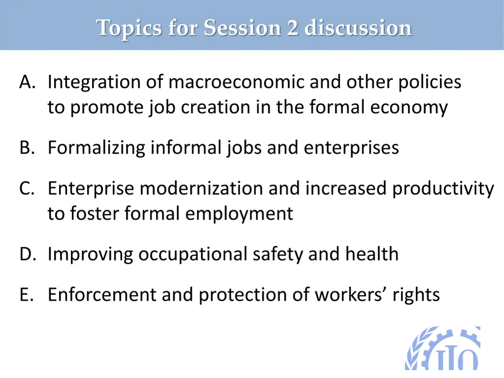 topics for session 2 discussion