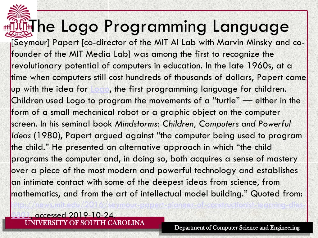 the logo programming language seymour papert