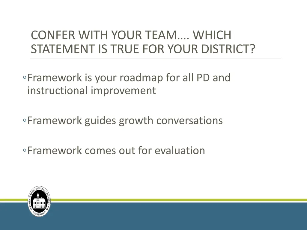 confer with your team which statement is true
