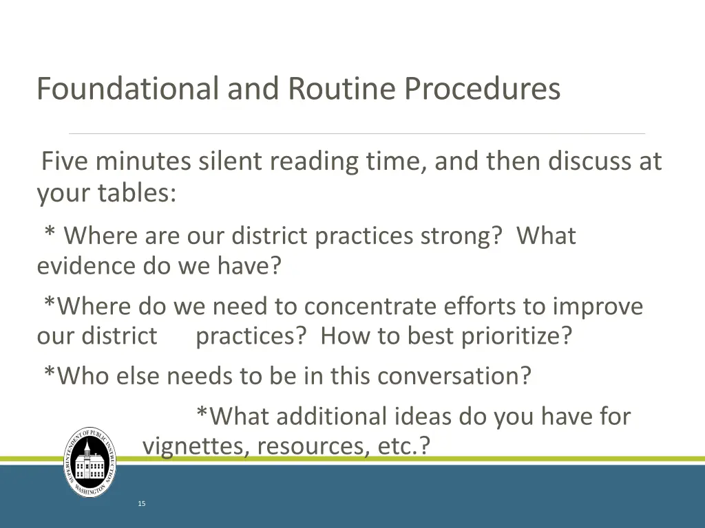 foundational and routine procedures