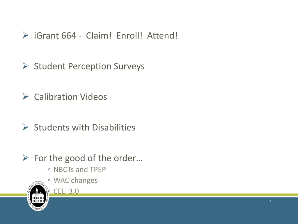 igrant 664 claim enroll attend