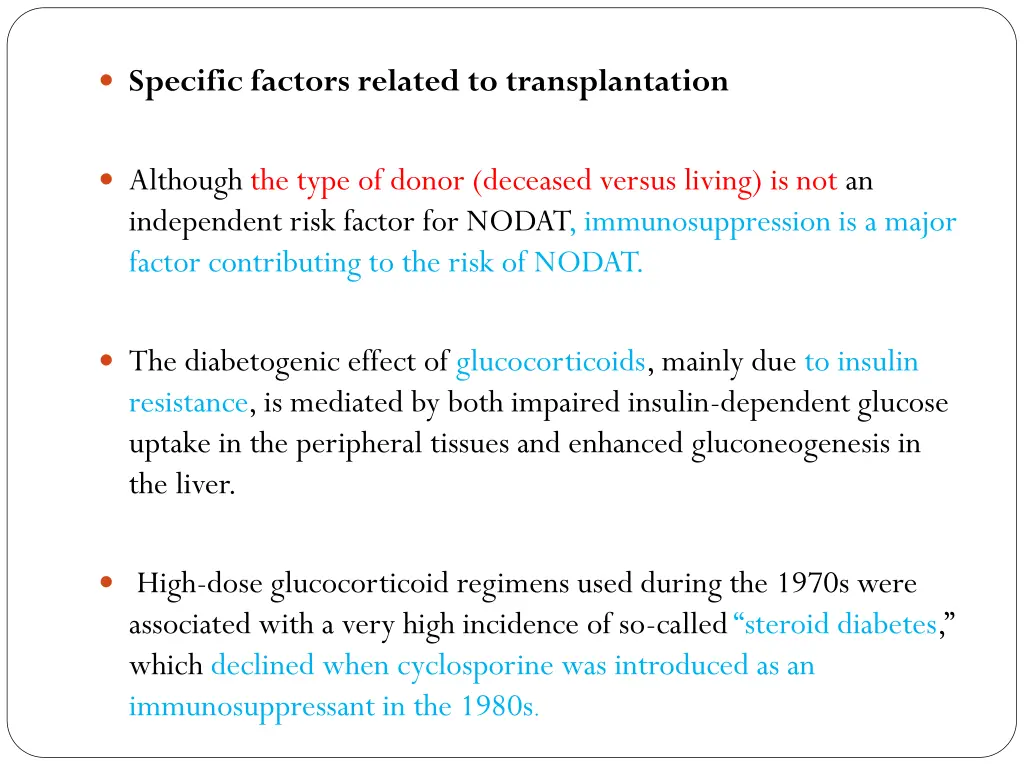 specific factors related to transplantation