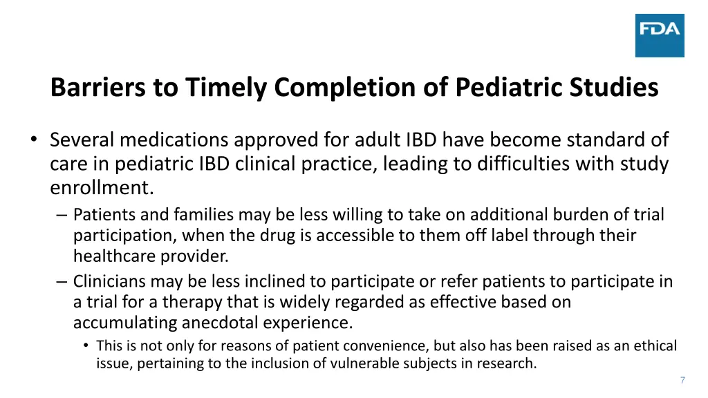 barriers to timely completion of pediatric studies