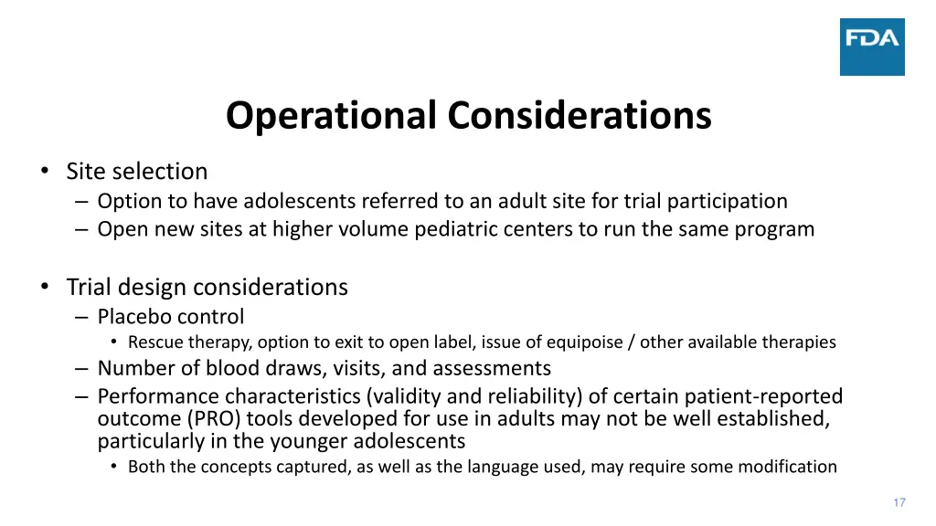 operational considerations