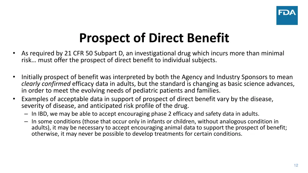 prospect of direct benefit as required