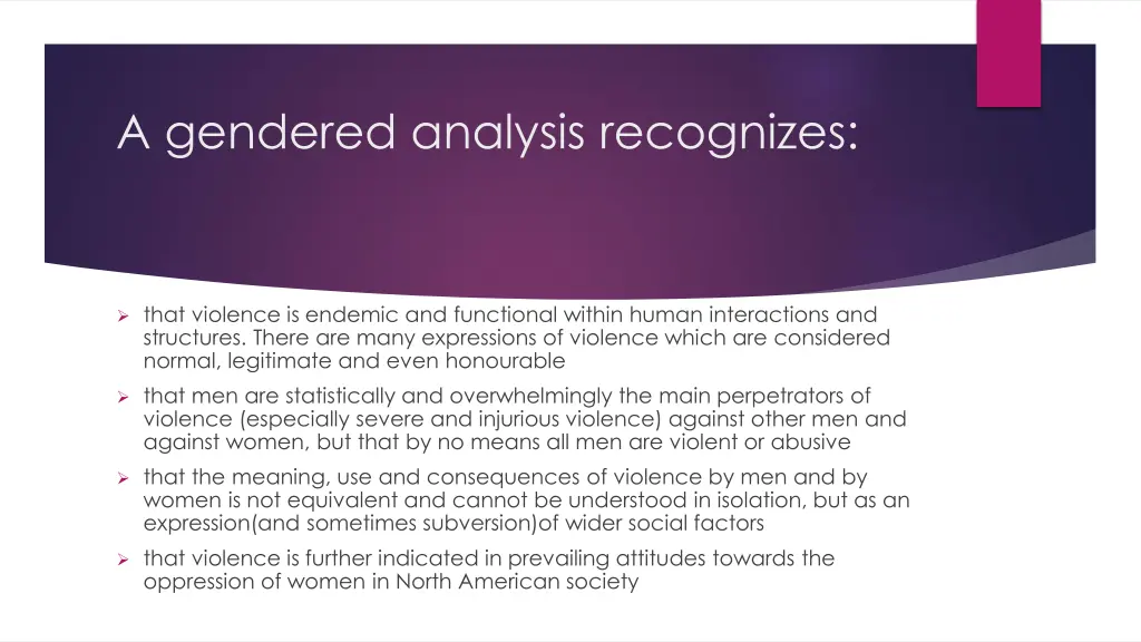 a gendered analysis recognizes