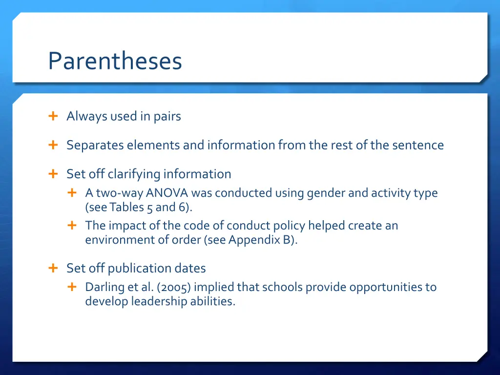 parentheses